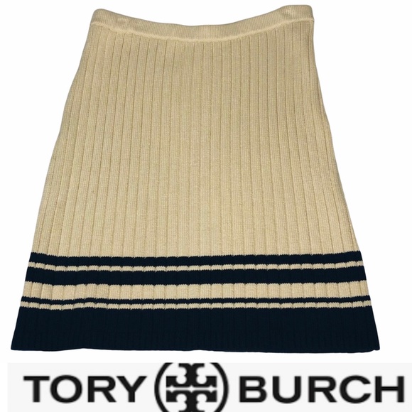 Tory Burch Dresses & Skirts - Tory Burch Ribbed Sweater Skirt cream/navy medium